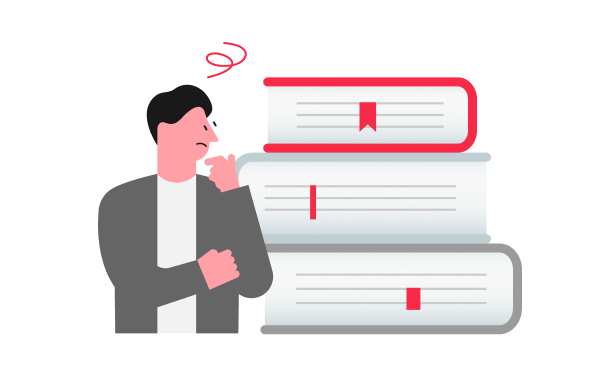 複数の書類を前に思考を巡らせる男性ビジネスパーソンのイメージ - 企業調査の課題を象徴