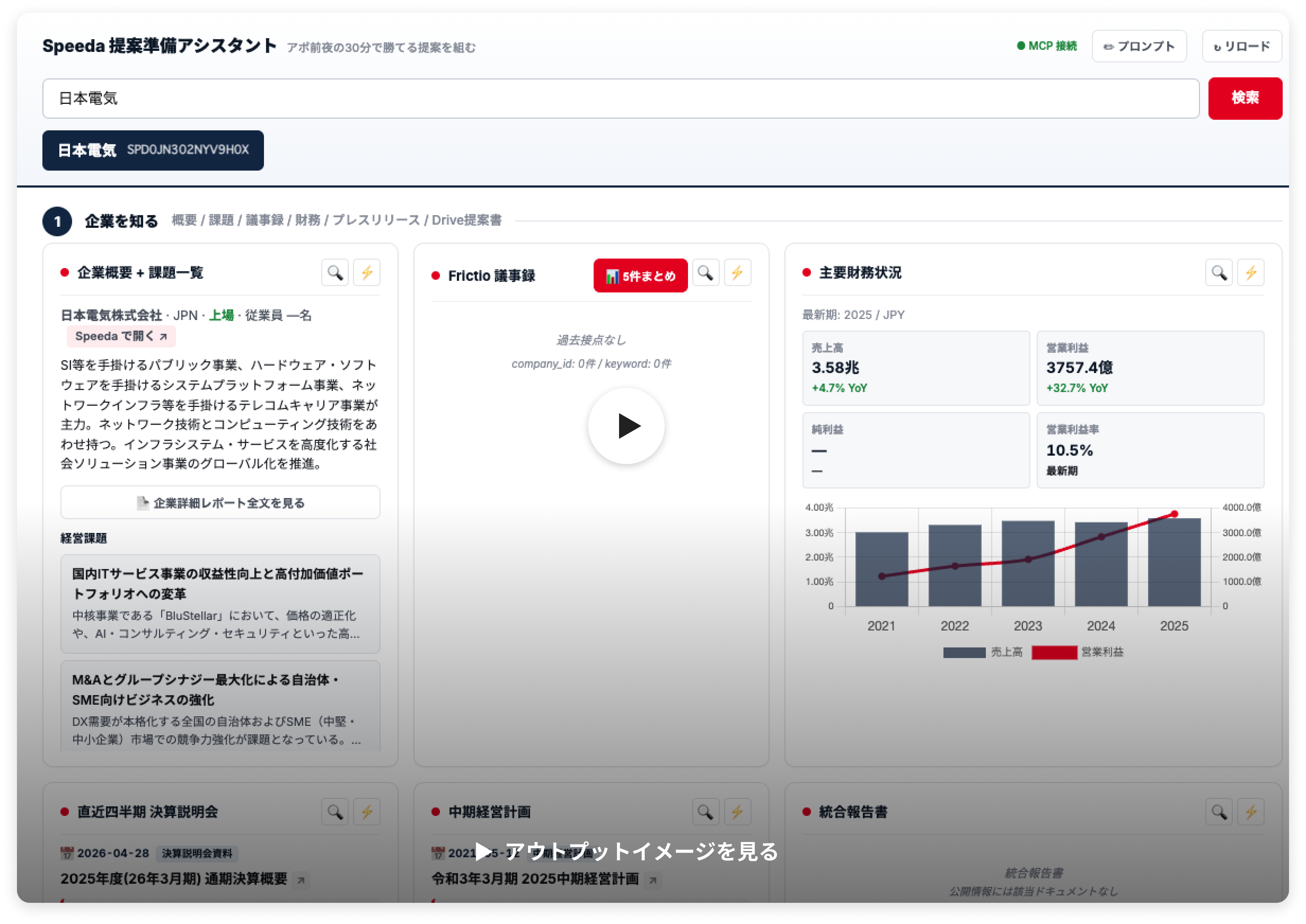提案準備のアウトプット例