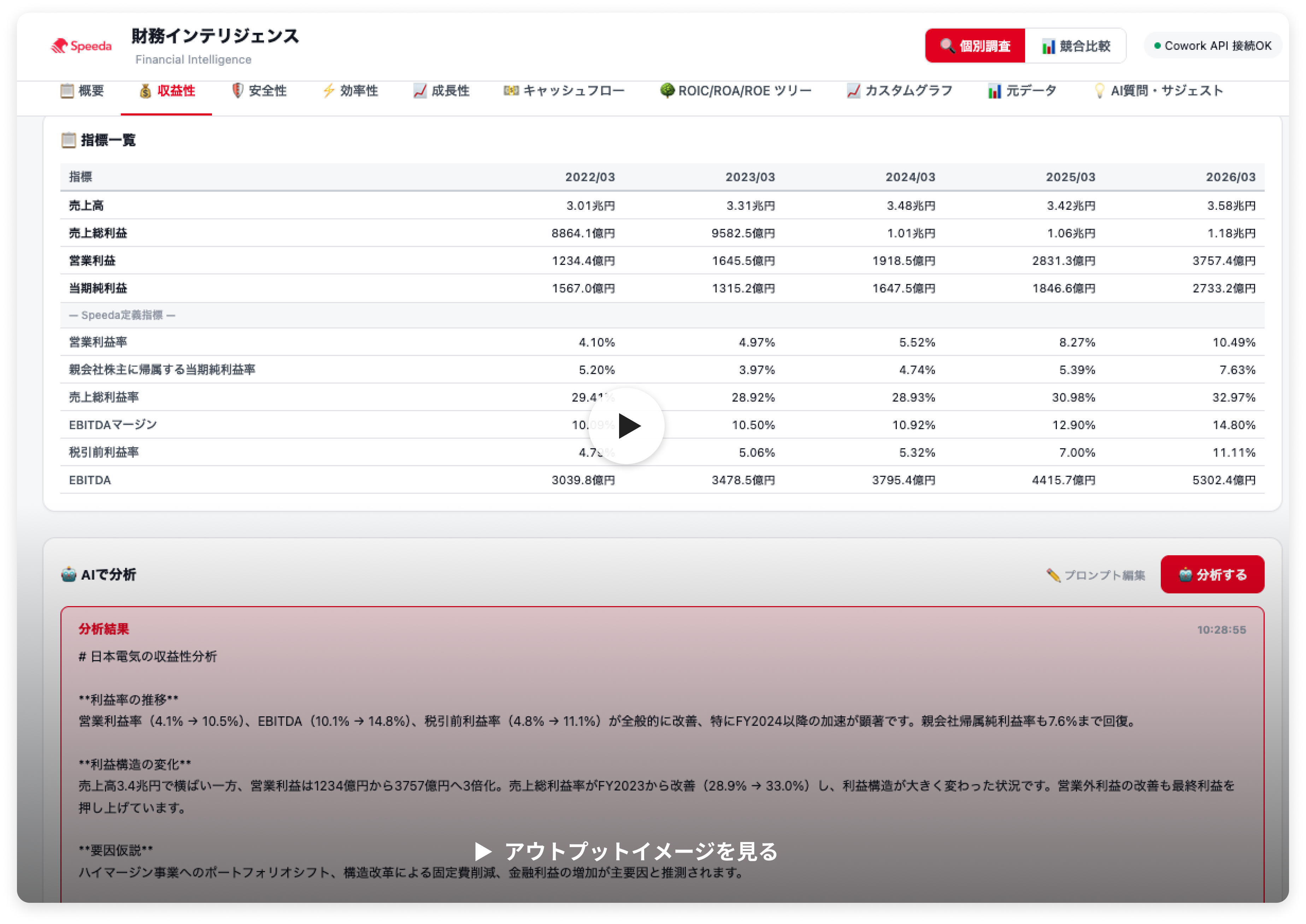 財務分析のアウトプット例